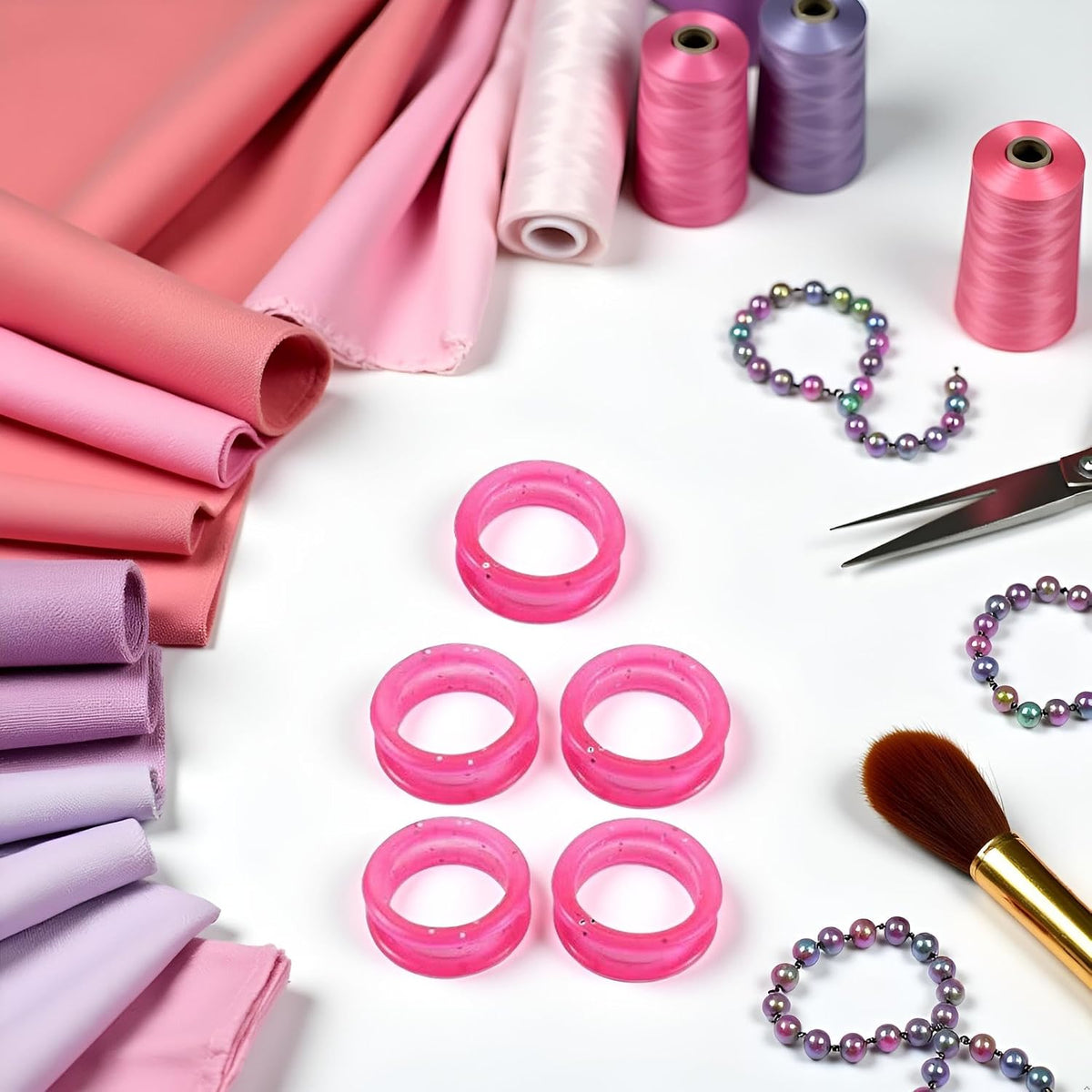 5Pcs Pink Silicone Scissors Finger Rings Grips Grooming Shear Thumb Inserts Finger Protector Ring for Barber Hair Cutting Scissors Pet Shears,Grooming, Silicone sase