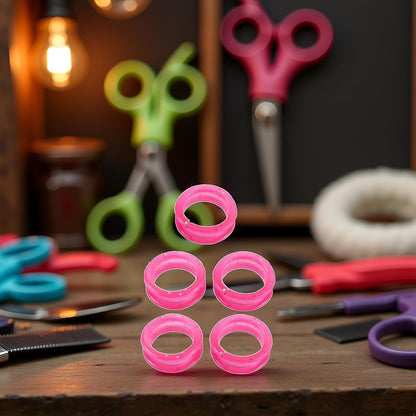 5Pcs Pink Silicone Scissors Finger Rings Grips Grooming Shear Thumb Inserts Finger Protector Ring for Barber Hair Cutting Scissors Pet Shears,Grooming, Silicone sase