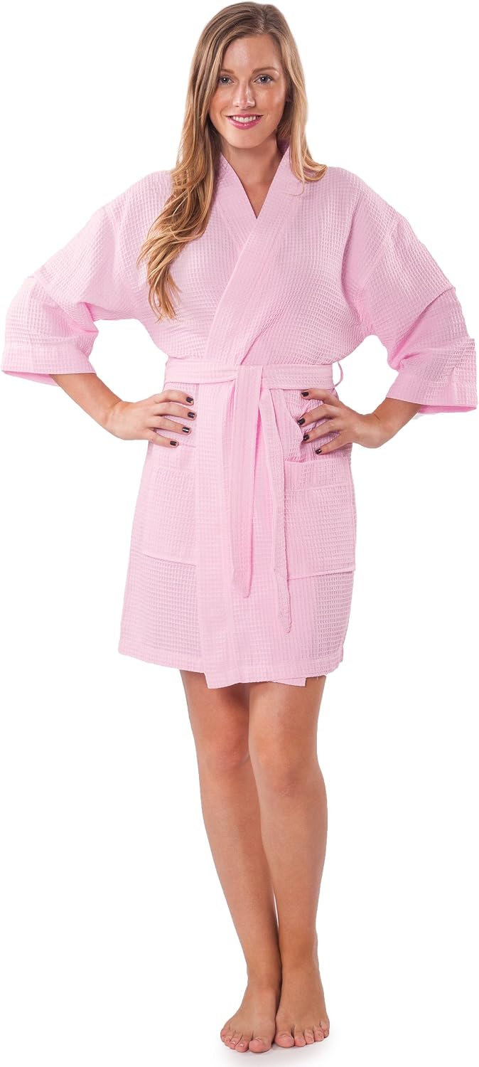 Lightweight Short Robes For Women Waffle Kimono Bathrobe - Soft, Fast-Drying, Long-Lasting Cotton Blend