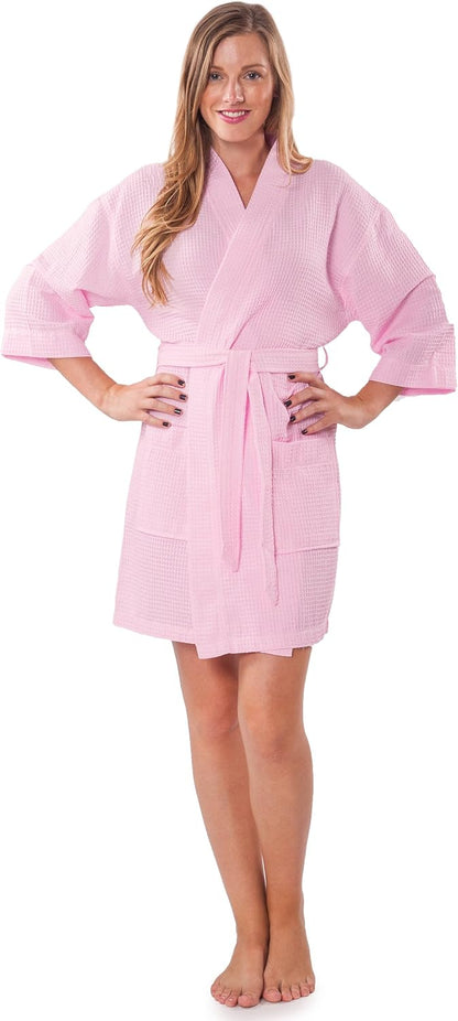 Lightweight Short Robes For Women Waffle Kimono Bathrobe - Soft, Fast-Drying, Long-Lasting Cotton Blend