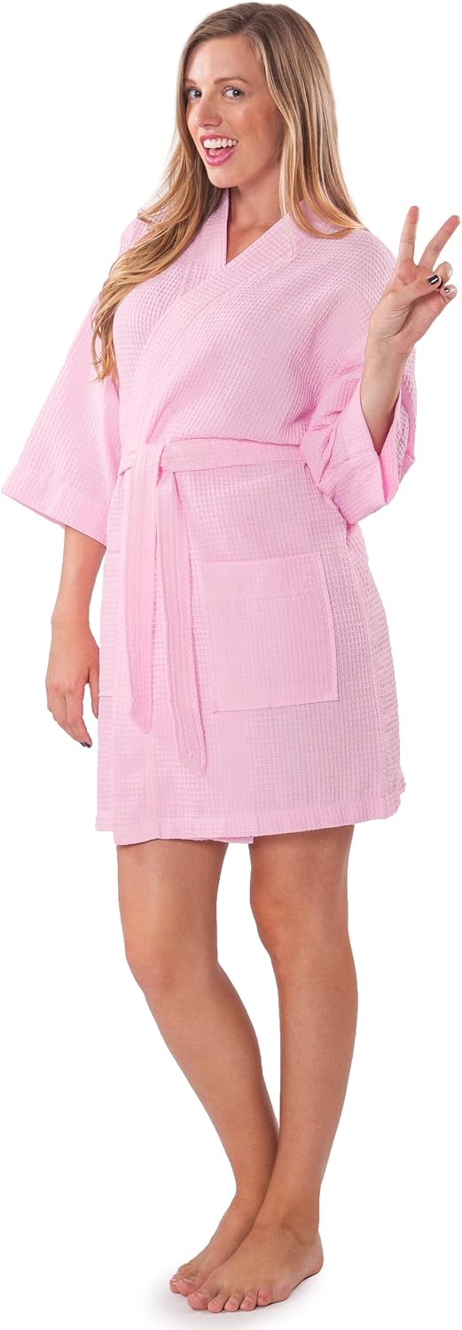 Lightweight Short Robes For Women Waffle Kimono Bathrobe - Soft, Fast-Drying, Long-Lasting Cotton Blend