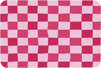 Bath Mat Pink Checkerboard Pattern Absorbent Non Slip Doormat 15.7x23.6 in Washable Diatomaceous Shower Mat Floor Mats for Bathroom Kitchen Entryway