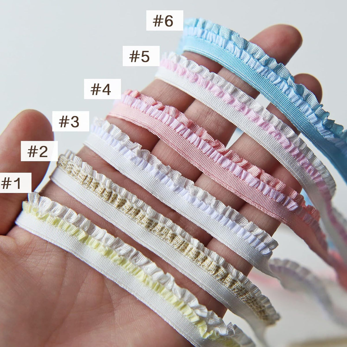 12mm/0.47" Premium Elastic Frills, Stretchy Pleated Lace Trim, in 8 Colors, Perfect for Doll Clothes, Sewing Craft Supplies (2 Yards) (#4 Peach)