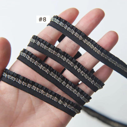 12mm/0.47" Premium Elastic Frills, Stretchy Pleated Lace Trim, in 8 Colors, Perfect for Doll Clothes, Sewing Craft Supplies (2 Yards) (#4 Peach)