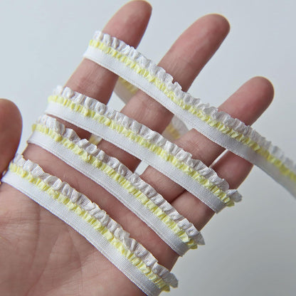 12mm/0.47" Premium Elastic Frills, Stretchy Pleated Lace Trim, in 8 Colors, Perfect for Doll Clothes, Sewing Craft Supplies (2 Yards) (#4 Peach)