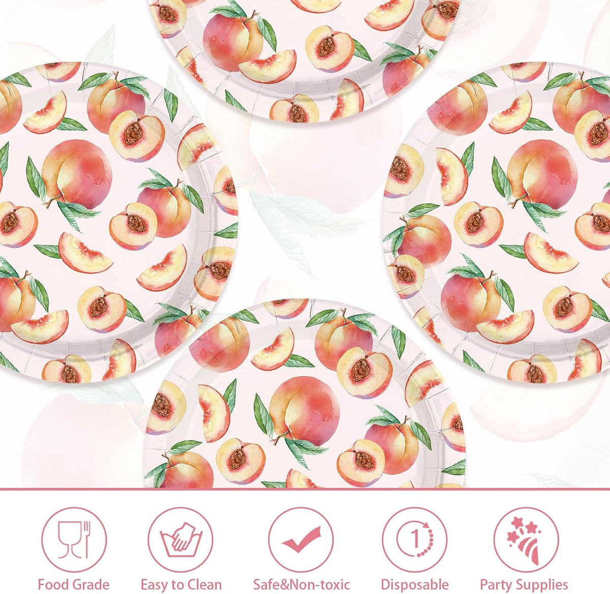 50Pcs Peach Paper Plates 10 Inch Large Heavy Duty Plates