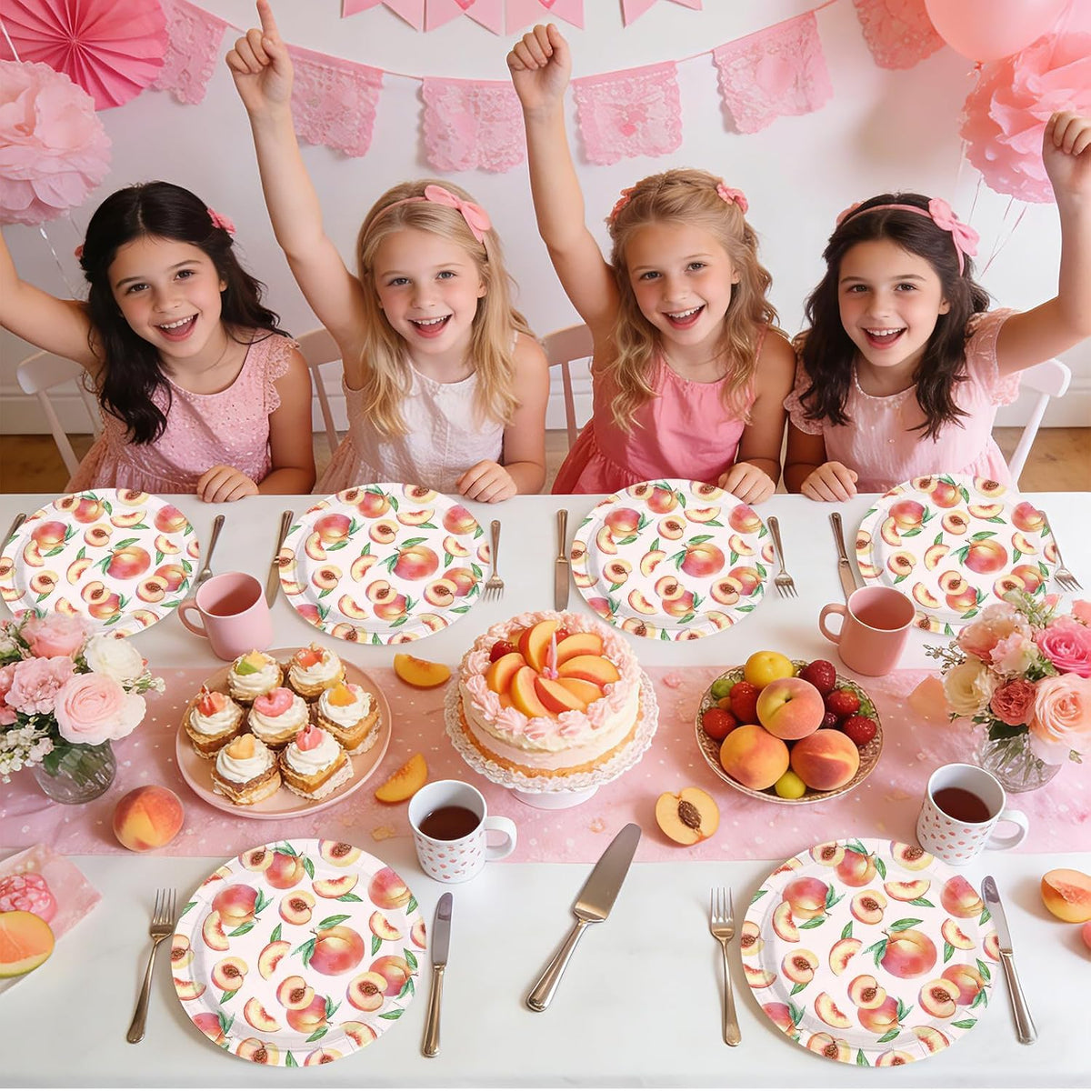 50Pcs Peach Paper Plates 10 Inch Large Heavy Duty Plates
