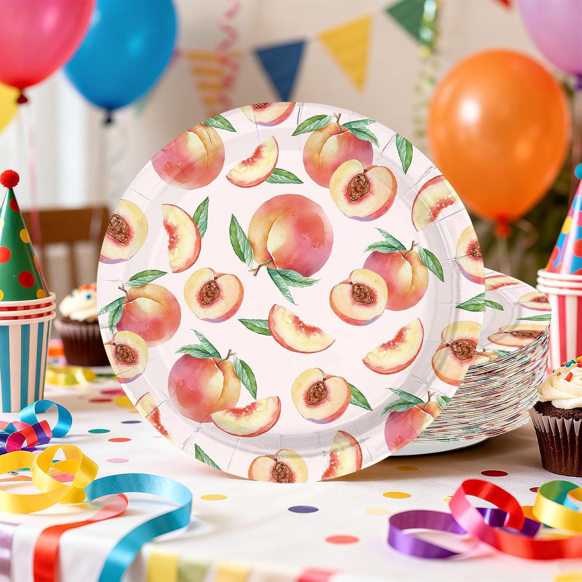 50Pcs Peach Paper Plates 10 Inch Large Heavy Duty Plates