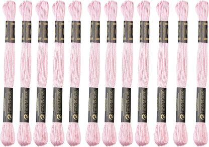 12 Skeins Embroidery Cotton Floss of 8.75yds for DIY Embroidery, Light Pink