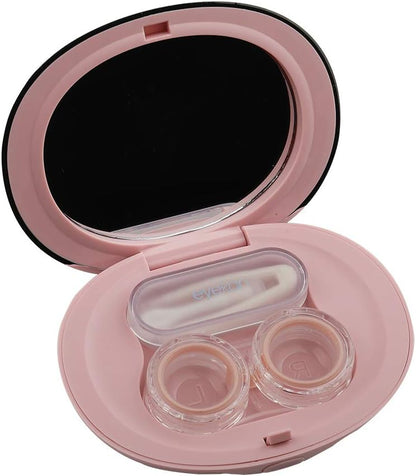 Contact Lens Case-Cute Travel Kit with Mirror and Tweezers(Pink)