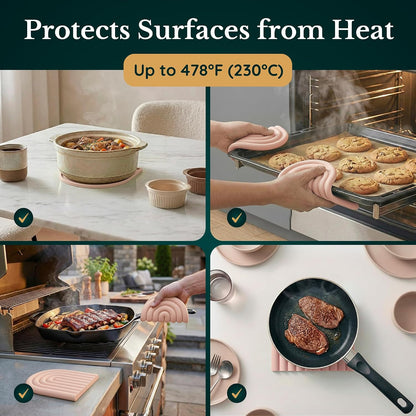 Silicone Trivets for Hot Dishes, Heat-Resistant, Non-Slip Pot Holders for Kitchen & Coasters Durable Hot Pads for Pots, Pans, Baking Dishes & Kitchen Appliances Set of 2 Blush Pink