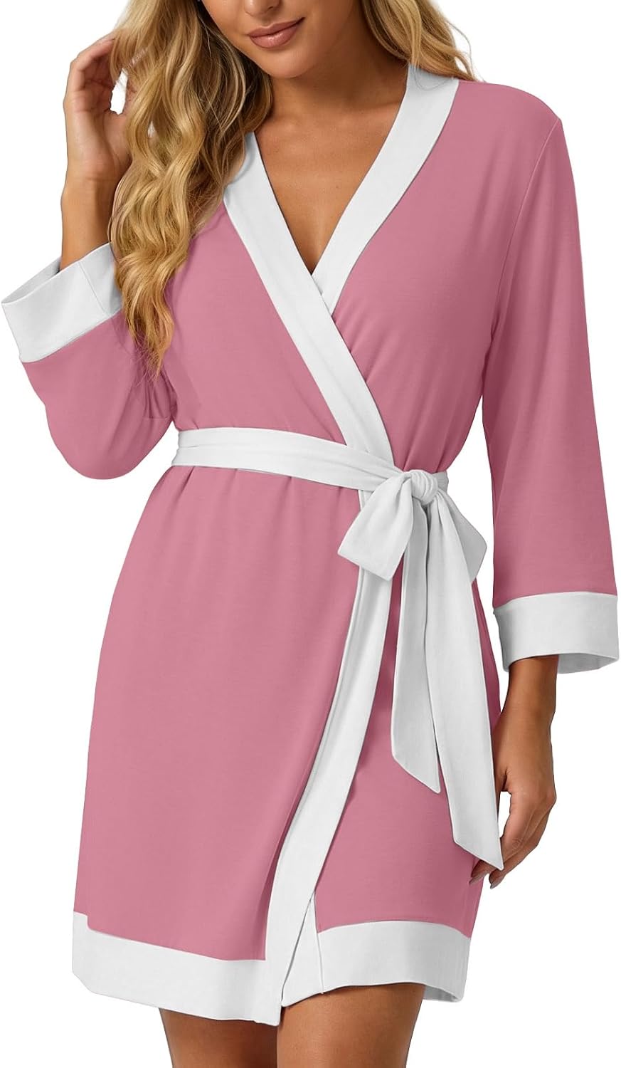Womens Short Robes Summer Lightweight Bathrobe S-2XL