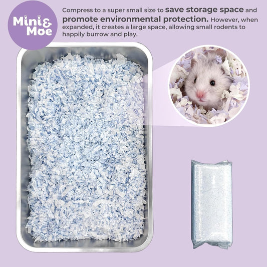 mini&moe Guinea Pigs Bedding Hamster Bedding: Moisture Absorbent and Dust-Free Natural Paper Small Pet Bedding - for Guinea Pigs, Hamsters, and Rabbits, 12 Liters