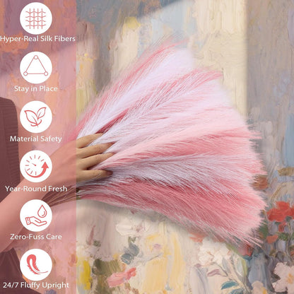 30pcs Pampas Grass Decor,21" Artificial Pompous Grass Bulk,Small Vase Filler Pompas Grass for Home Wedding Living Room Wall Party Decoration (White,Dark Pink,Light Pink, 21 Inch 30 Pcs)