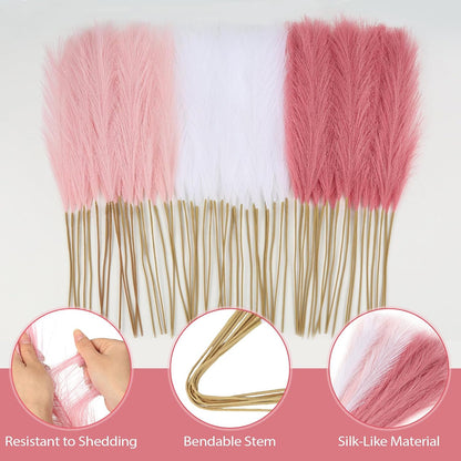 30pcs Pampas Grass Decor,21" Artificial Pompous Grass Bulk,Small Vase Filler Pompas Grass for Home Wedding Living Room Wall Party Decoration (White,Dark Pink,Light Pink, 21 Inch 30 Pcs)