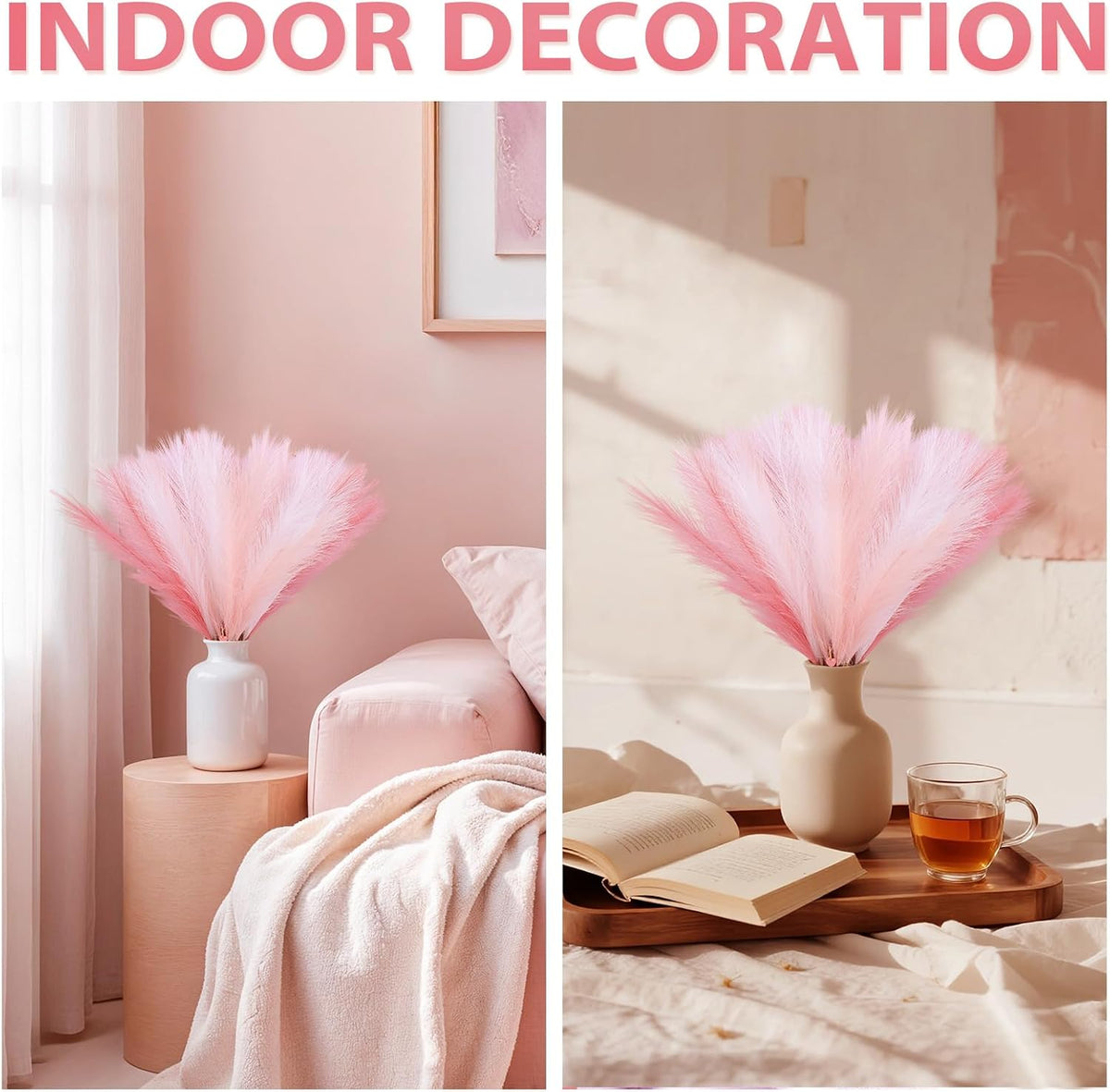 30pcs Pampas Grass Decor,21" Artificial Pompous Grass Bulk,Small Vase Filler Pompas Grass for Home Wedding Living Room Wall Party Decoration (White,Dark Pink,Light Pink, 21 Inch 30 Pcs)