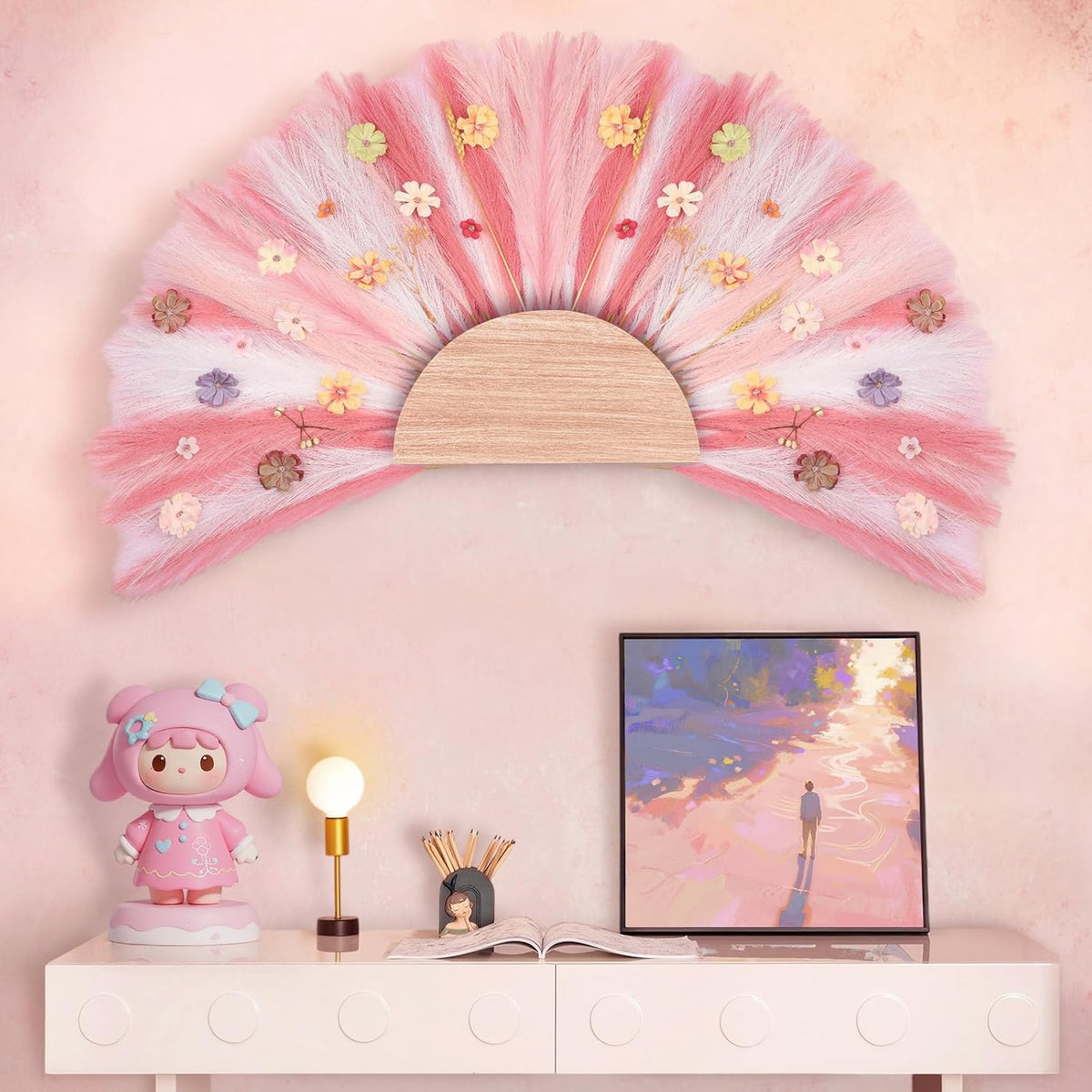 30pcs Pampas Grass Decor,21" Artificial Pompous Grass Bulk,Small Vase Filler Pompas Grass for Home Wedding Living Room Wall Party Decoration (White,Dark Pink,Light Pink, 21 Inch 30 Pcs)