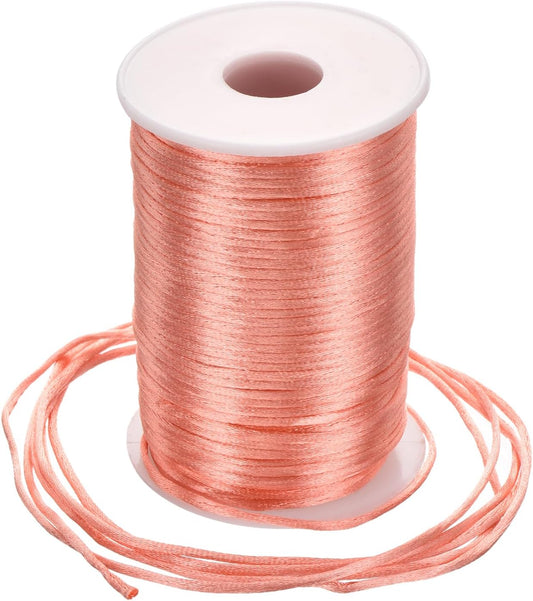 Nylon Satin Cord 2.5mm, 109 Yard Nylon String for Bracelet Braided Thread [for Jewelry Making Necklace Chinese Knot Craft] - Peach Pink