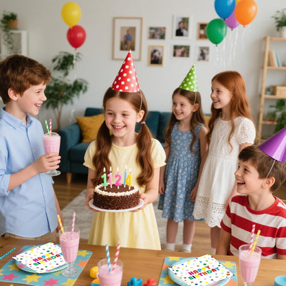 50 Pack Birthday Party Napkins, Disposable Rainbow Polka Dot Napkins Cocktail Beverage Napkins for Happy Birthday Party Decoration