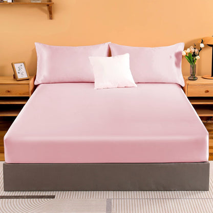 Satin Fitted Sheet Only Queen, Silky Bottom Sheets, Pink
