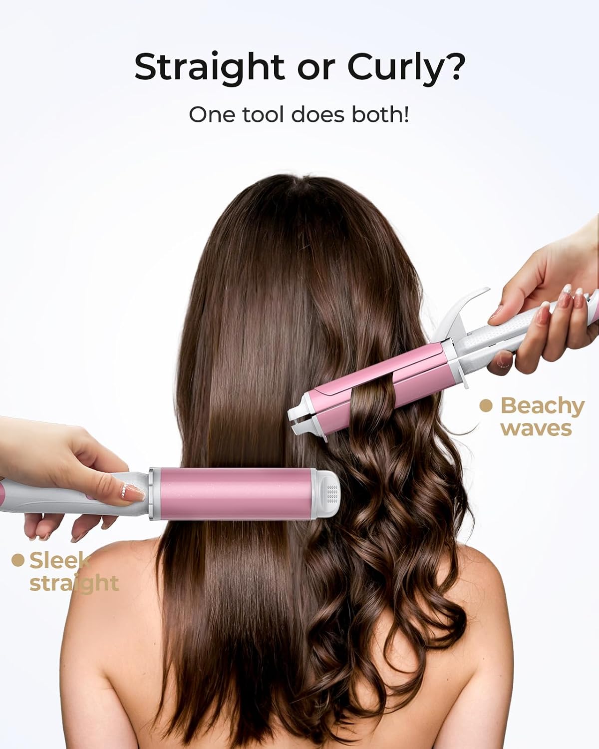 Dual-Voltage Curling Iron: Smart Voltage 1 1/2 inch Ceramic Barrel for Long Hair Traveler - European Travel Curling Iron with Clamp Flash Pink