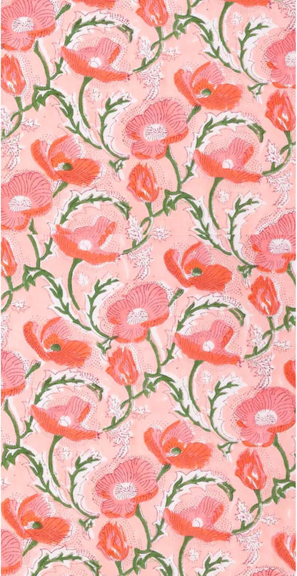 Poppy Napkins Paper 45ct (Bleed-Free Ink) Spring Floral disposable hand towels for bathroom Pink Orange Poppies guest towels block print flowers Easter decorative dinner napkins for decoupage
