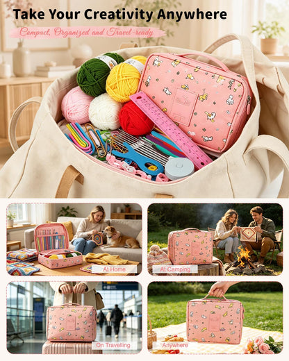 Aeelike Crochet Kit for Beginners, 59pcs Crochet Starter Kits with Yarn, Ergonomic Hooks & Storage Case, Learn-to-Crochet Set for Adults, Kids & Seniors, Ideal DIY Craft Gift for Women