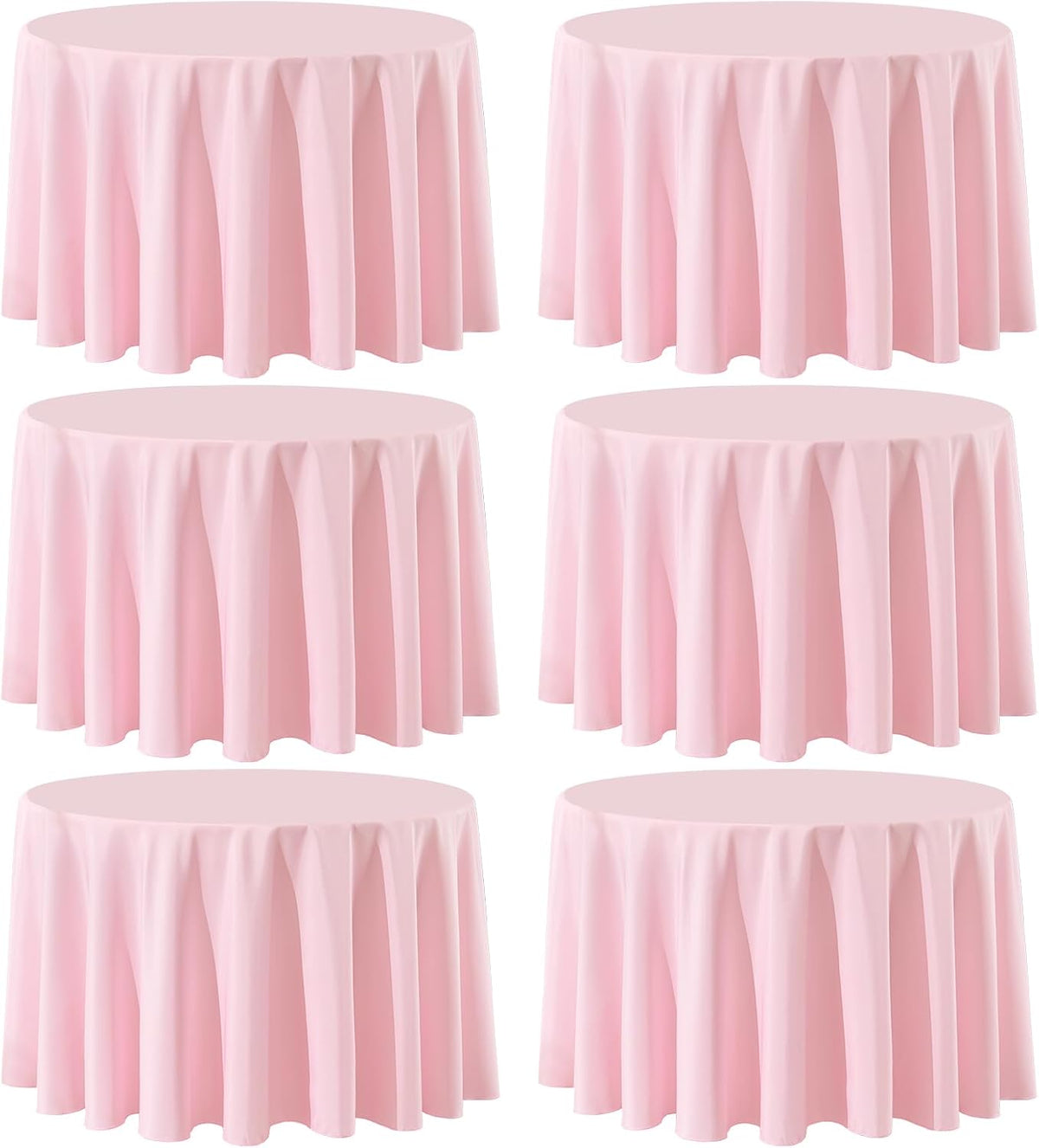 6 Pack Pink Round Tablecloths 120 Inch for Dining Tables