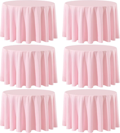 6 Pack Pink Round Tablecloths 120 Inch for Dining Tables