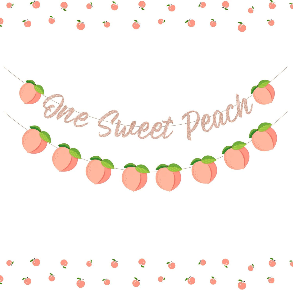 One Sweet Peach Birthday Banner One Sweet Peach Birthday Decorations Glitter Peaches Party Banner for 1st Birthday Decorations for Girls, Baby Shower, First Bday Peaches Party Decoration