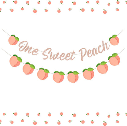 One Sweet Peach Birthday Banner One Sweet Peach Birthday Decorations Glitter Peaches Party Banner for 1st Birthday Decorations for Girls, Baby Shower, First Bday Peaches Party Decoration