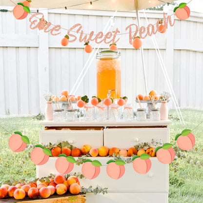 One Sweet Peach Birthday Banner One Sweet Peach Birthday Decorations Glitter Peaches Party Banner for 1st Birthday Decorations for Girls, Baby Shower, First Bday Peaches Party Decoration
