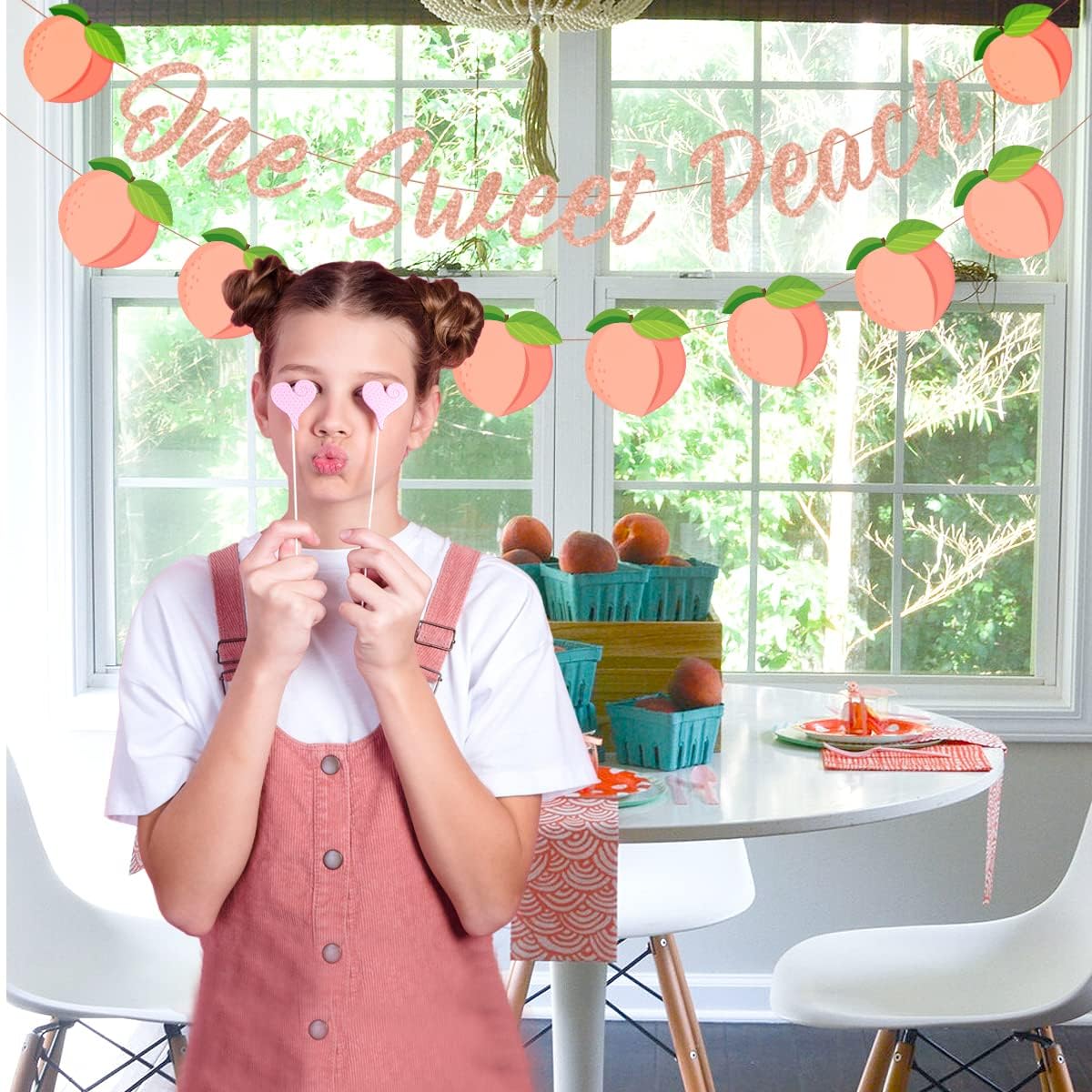 One Sweet Peach Birthday Banner One Sweet Peach Birthday Decorations Glitter Peaches Party Banner for 1st Birthday Decorations for Girls, Baby Shower, First Bday Peaches Party Decoration