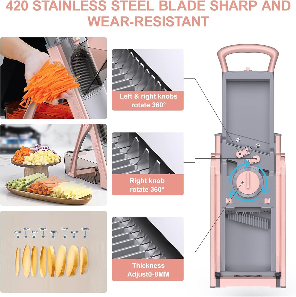 All in 1 Upgraded Version Safe Mandoline Slicer for Kitchen, Veggie Slicer