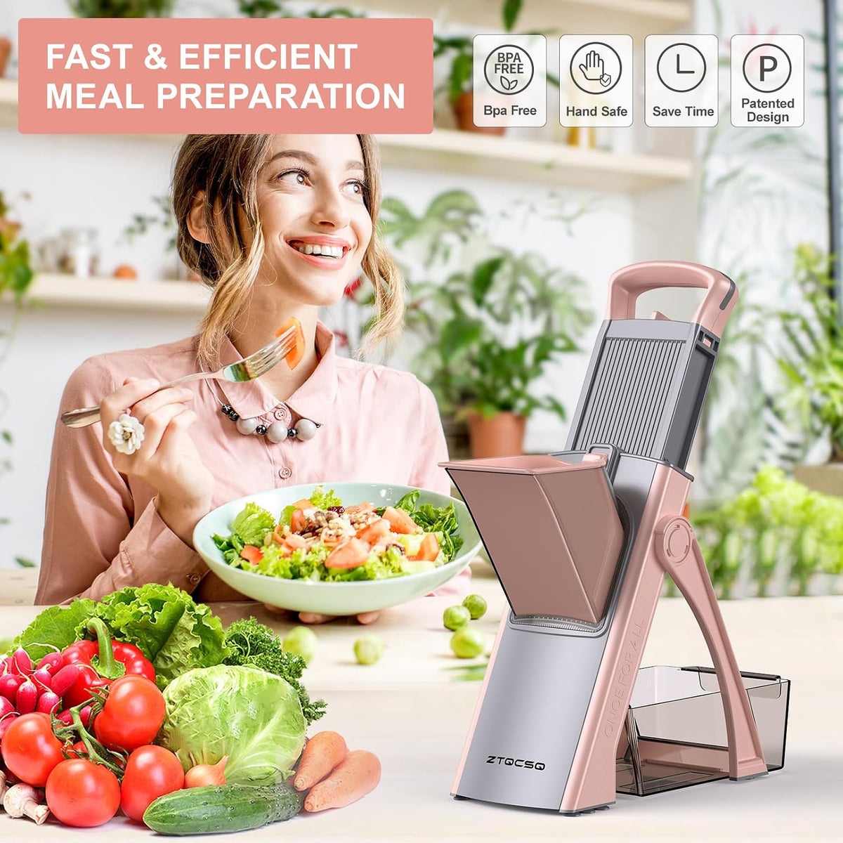 All in 1 Upgraded Version Safe Mandoline Slicer for Kitchen, Veggie Slicer