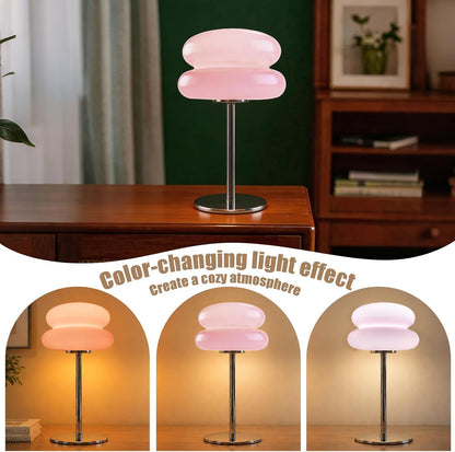 Bedroom Mushroom lamp, Medieval Modern Bedside Table lamp, dimmable Retro Egg Tart Headlight, Unique Home Mushroom Decoration Aesthetic Lovely Living Room Desk lamp (Pink)