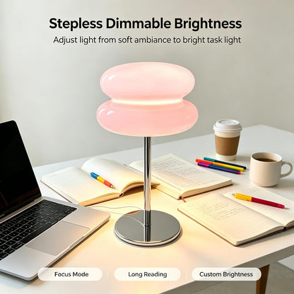 Bedroom Mushroom lamp, Medieval Modern Bedside Table lamp, dimmable Retro Egg Tart Headlight, Unique Home Mushroom Decoration Aesthetic Lovely Living Room Desk lamp (Pink)