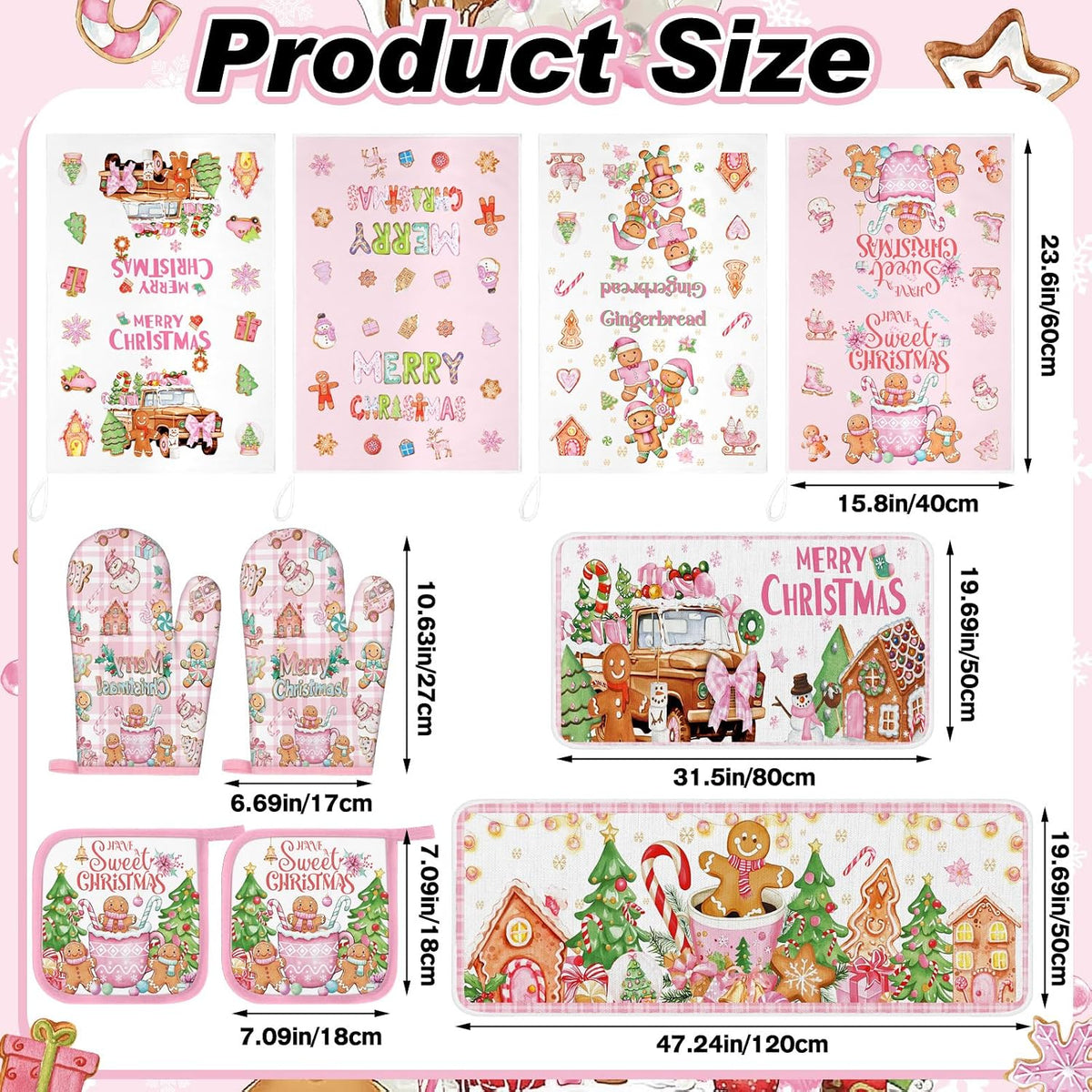 10 Pcs Christmas Gingerbread Man Kitchen Decor Accessories Set