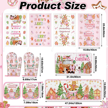 10 Pcs Christmas Gingerbread Man Kitchen Decor Accessories Set
