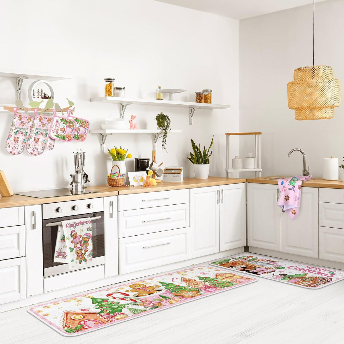 10 Pcs Christmas Gingerbread Man Kitchen Decor Accessories Set