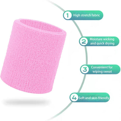 Wristbands Sweatbands for Men & Women, Breathable Tennis Wrist Bands Absorbent Sweat Band Multiuse Wristband for Basketball, Running, Gym, Working Out