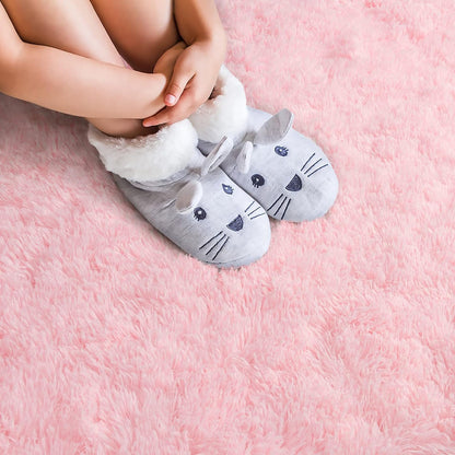 Fluffy Rugs for Bedroom, Shag Cute Area Rug for Girls and Kids Baby Room Home Decor, 2.6 x 5.3 Feet Oval Indoor Carpet for Nursery Dorm Living Room, Pink