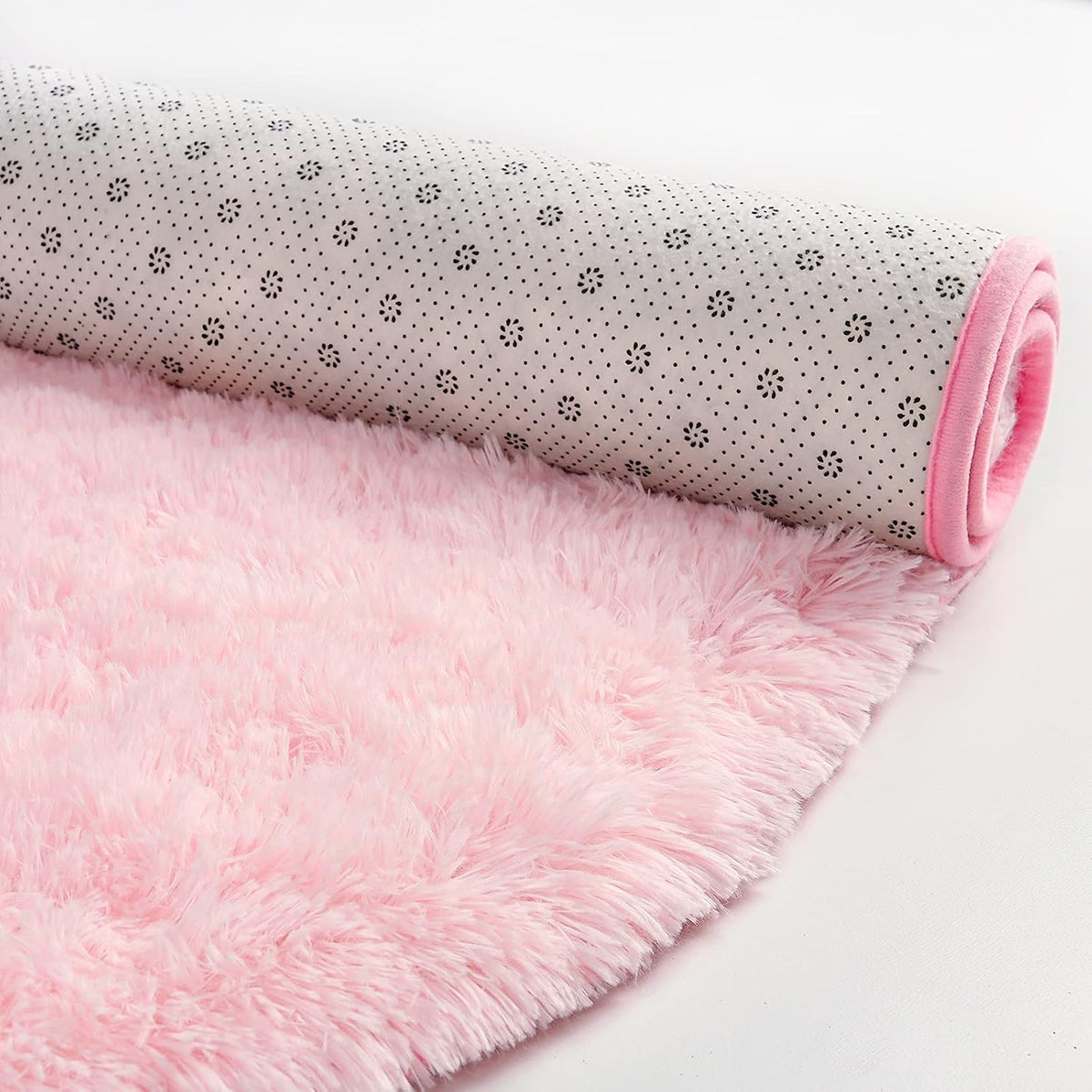 Fluffy Rugs for Bedroom, Shag Cute Area Rug for Girls and Kids Baby Room Home Decor, 2.6 x 5.3 Feet Oval Indoor Carpet for Nursery Dorm Living Room, Pink