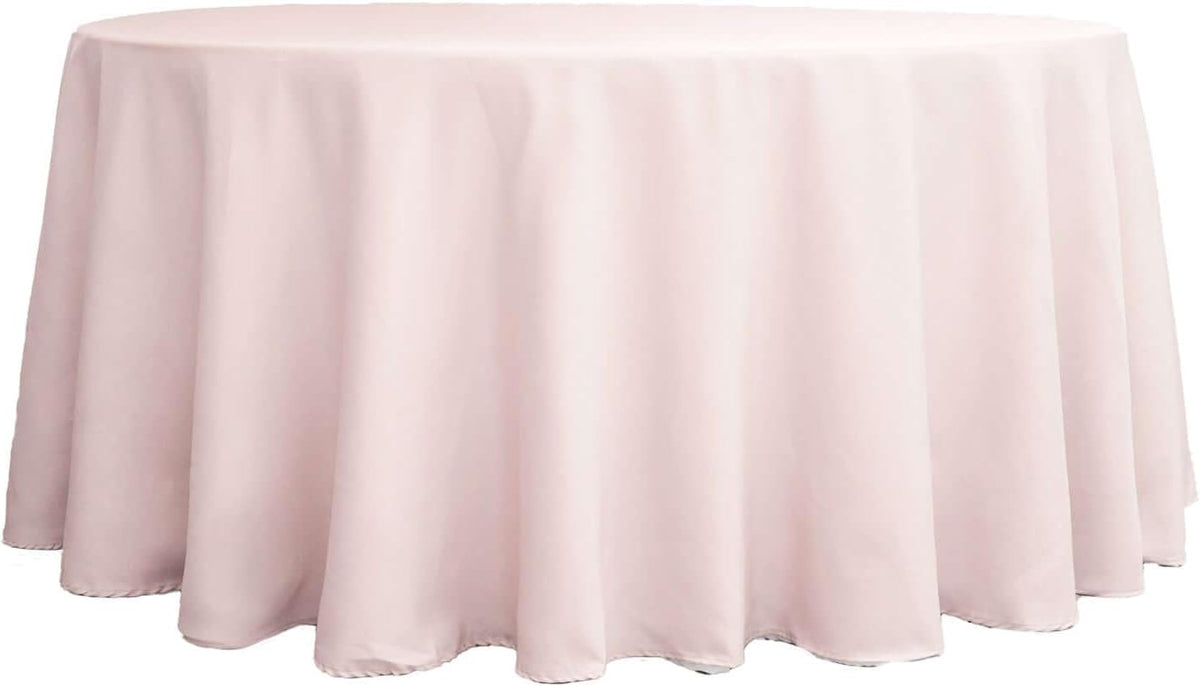 10 Pack Round Tablecloth, 120 Inch Stain & Wrinkle Resistant Washable Table Cloth, Decorative Polyester Fabric Table Cover for Banquet, Wedding, Dining- Blush