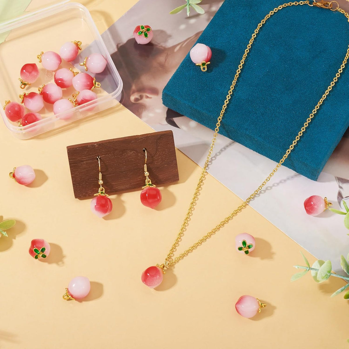 Fruit Dangle Charms Pendants Cute Resin Food Pendants Apple Orange Pineapple Strawberry Pendants Lovely Vegetable Mushroom Charms for DIY Craft Earring Bracelet Necklace Jewelry Making