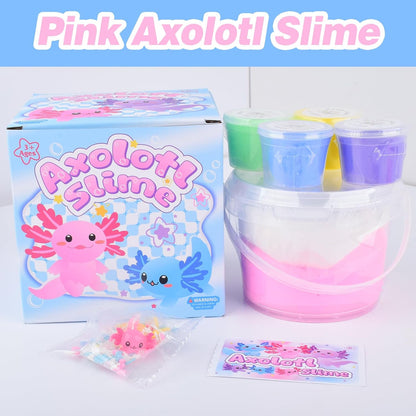 Pink Axolotl Butter Slime Kit, with Fun Slime Add Ins, Soft and Stretchy, Non-Sticky, Scented Slime Kit for Kids, Birthday Gifts for Boys & Girls, Classroom Rewards, DIY Stress Relief Toy