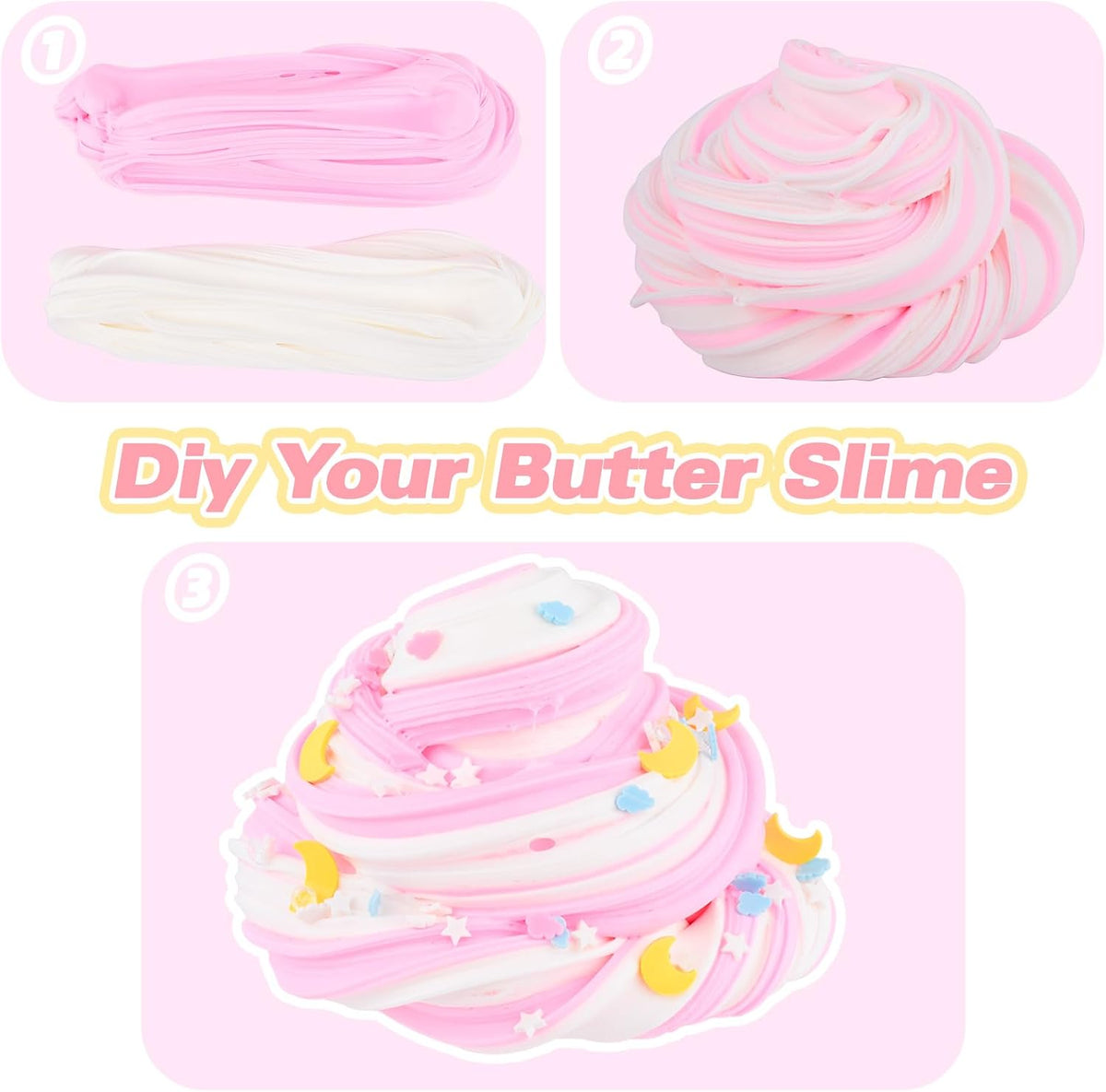 Pink Axolotl Butter Slime Kit, with Fun Slime Add Ins, Soft and Stretchy, Non-Sticky, Scented Slime Kit for Kids, Birthday Gifts for Boys & Girls, Classroom Rewards, DIY Stress Relief Toy
