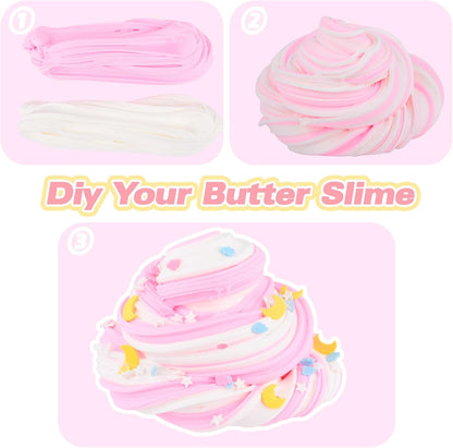 Pink Axolotl Butter Slime Kit, with Fun Slime Add Ins, Soft and Stretchy, Non-Sticky, Scented Slime Kit for Kids, Birthday Gifts for Boys & Girls, Classroom Rewards, DIY Stress Relief Toy
