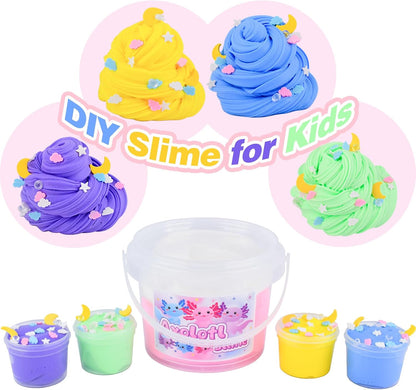 Pink Axolotl Butter Slime Kit, with Fun Slime Add Ins, Soft and Stretchy, Non-Sticky, Scented Slime Kit for Kids, Birthday Gifts for Boys & Girls, Classroom Rewards, DIY Stress Relief Toy