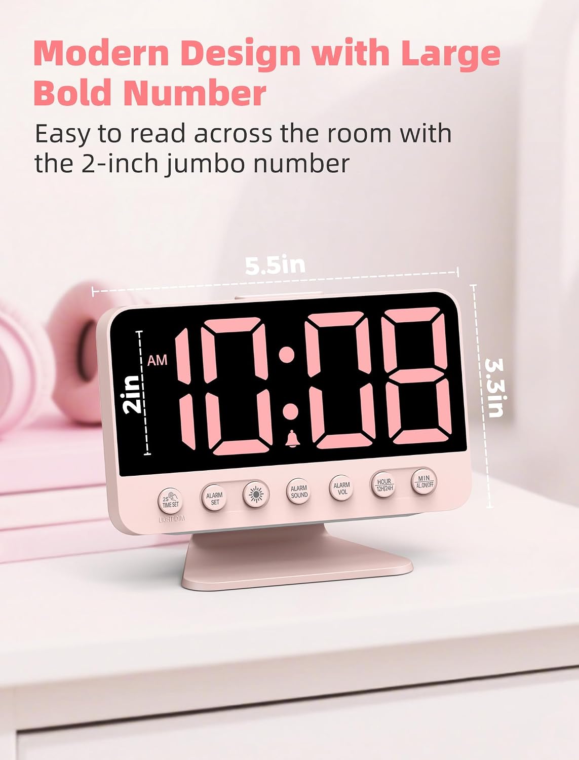 Digital Alarm Clocks for Bedrooms with Large Bold Number